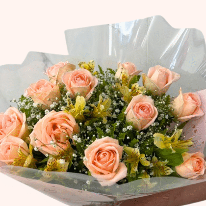 Buquê 12 Rosas Chá