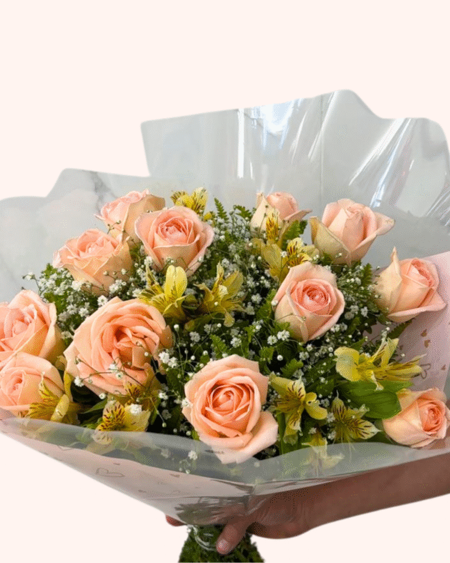 Buquê 12 Rosas Chá